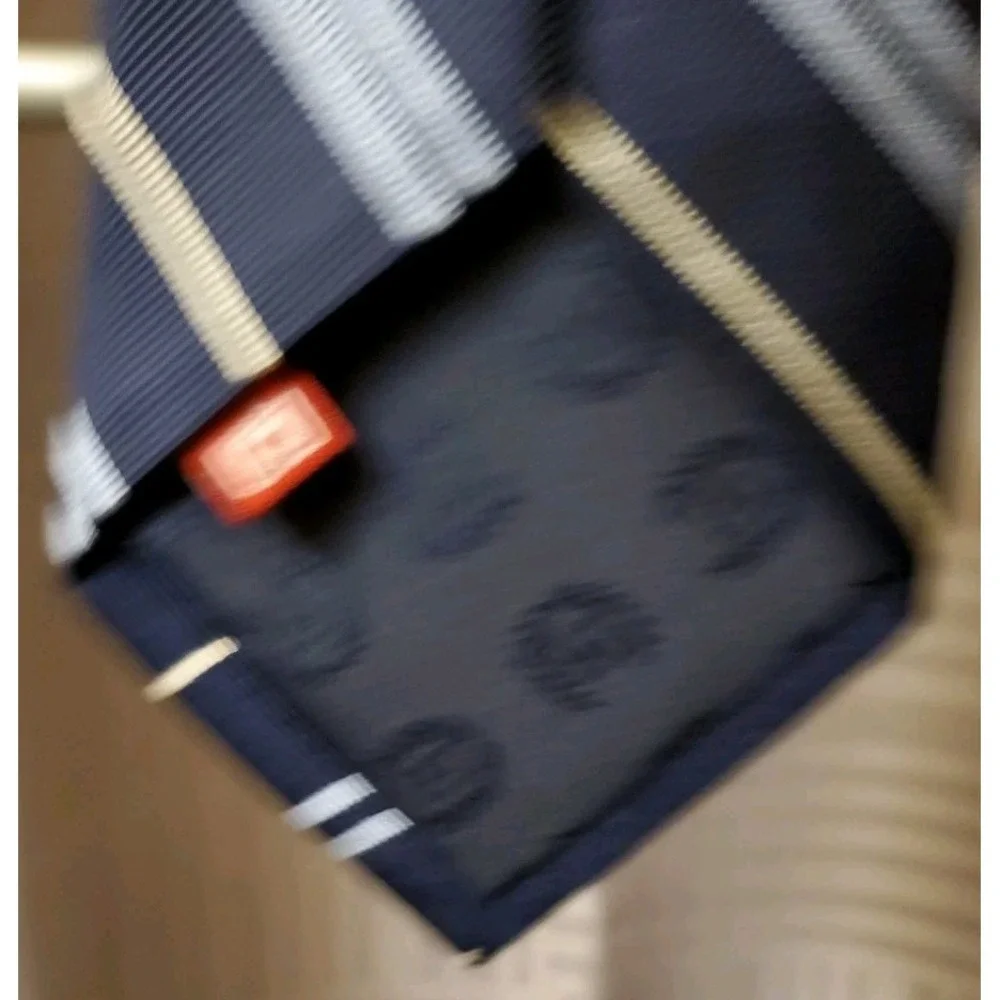 RALPH LAUREN CHAPS Men's‎ Tie 100% Silk Navy Blue Striped 60